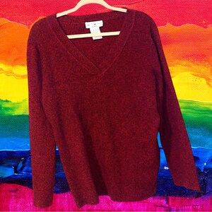 ❤️White Stag Women’s plus-size Deep red long-sleeve Knit v-neck Sweater-3X